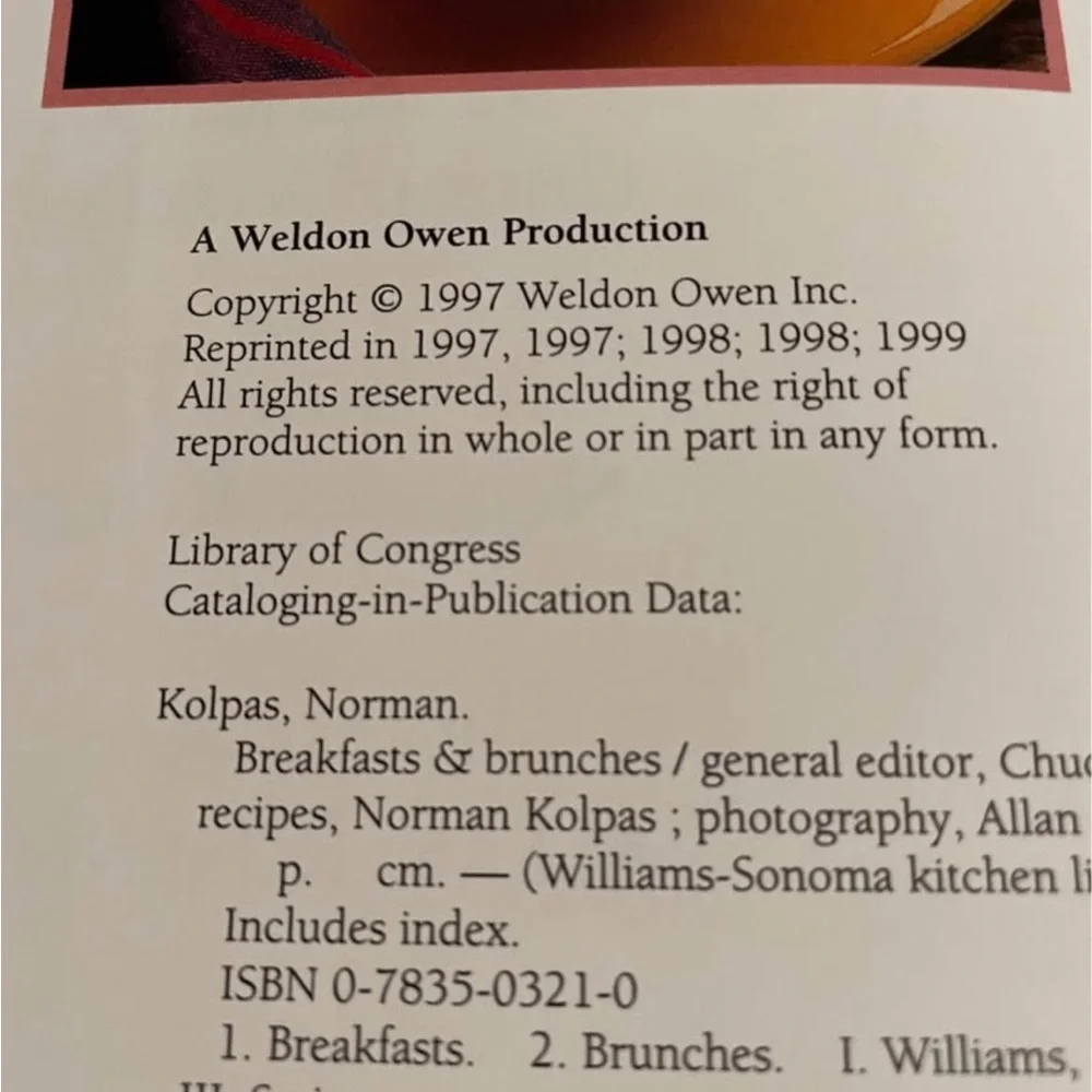 Williams Sonoma Kitchen Library Breakfasts & Brunches Book - Green and Black